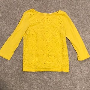 J. Crew Factory embroidered 3/4 sleeve knit top